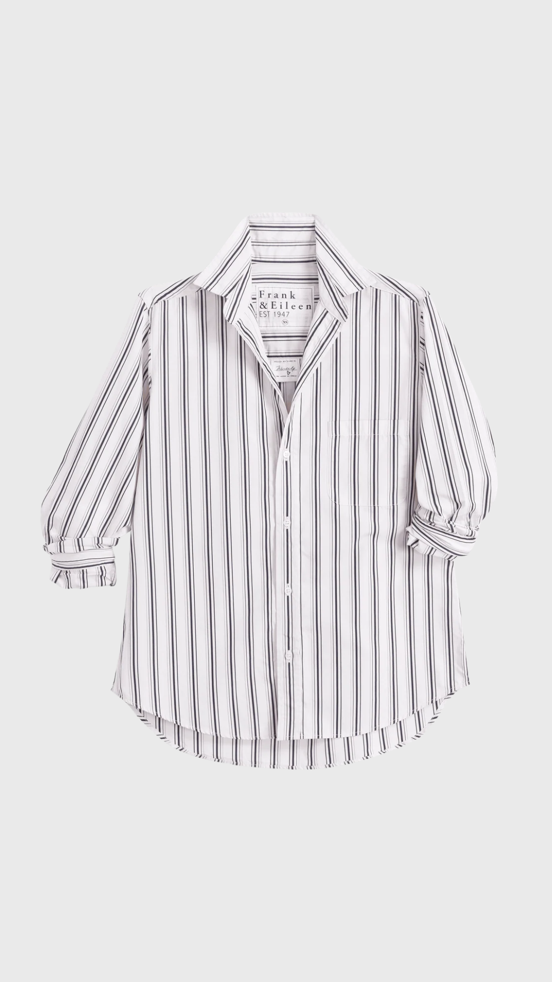 Frank & Eileen Waverly NYC Button Up Shirt in Tan with Black Multi Stripe