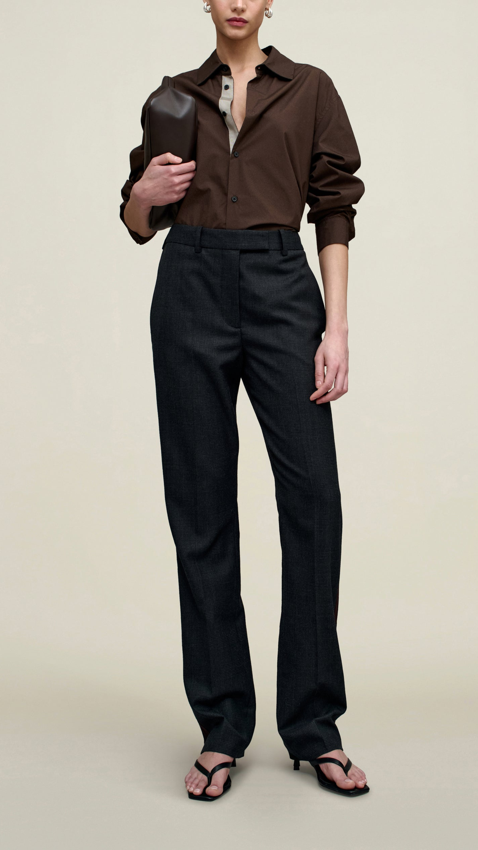 Kallmeyer Charlie Tuxedo Light Wool Suiting Trouser in Grey Plaid