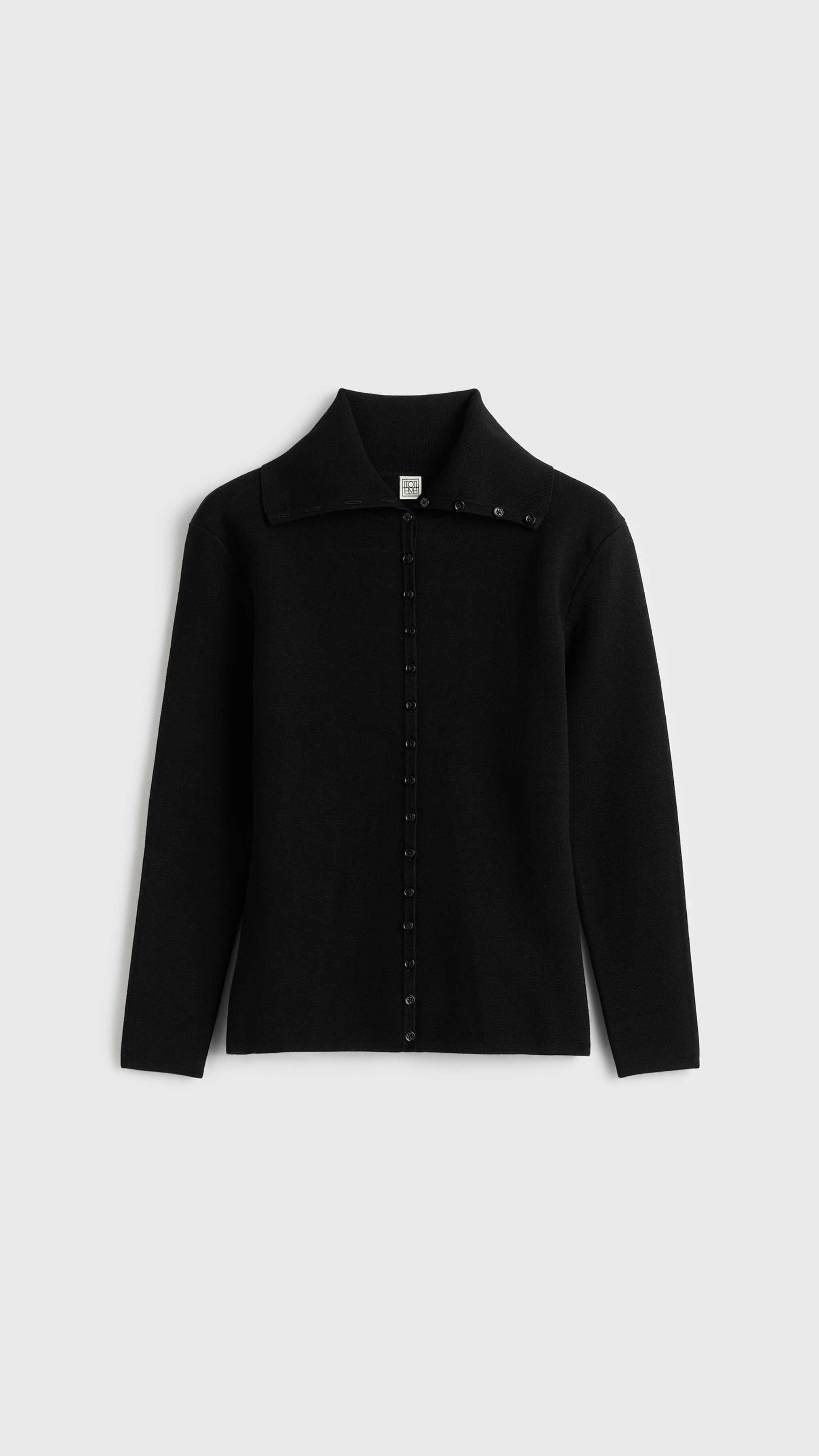 Toteme Fitted Polo Cardigan in Black