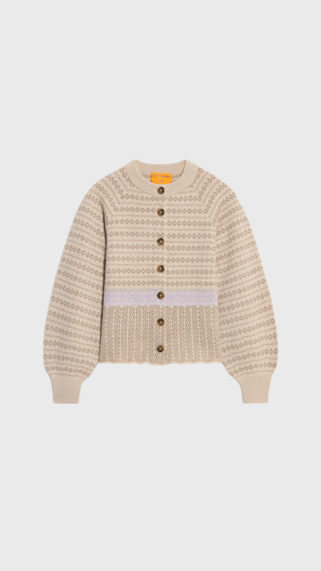 Guest in Residence Fairisle Sculpted Cardigan in Sandstone