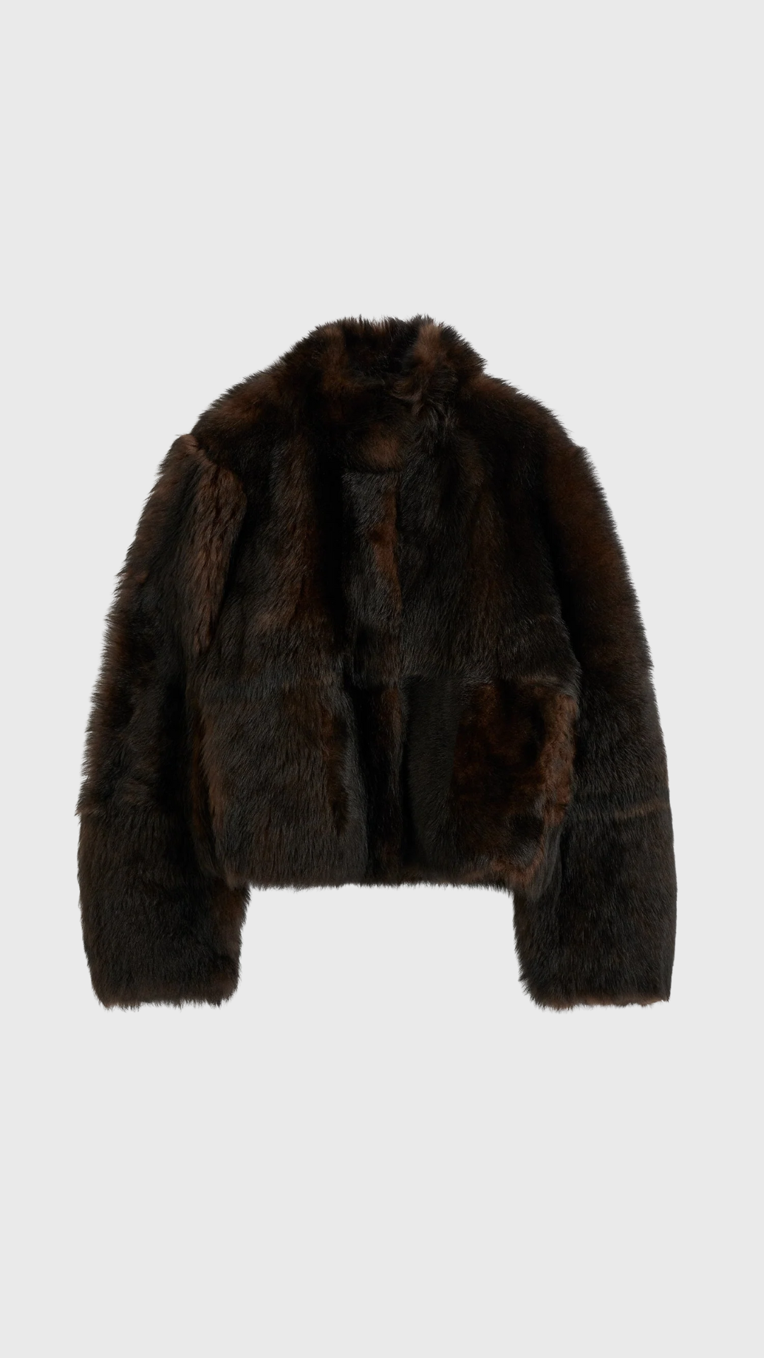 Toteme Silky Shearling Jacket in Dark Brown