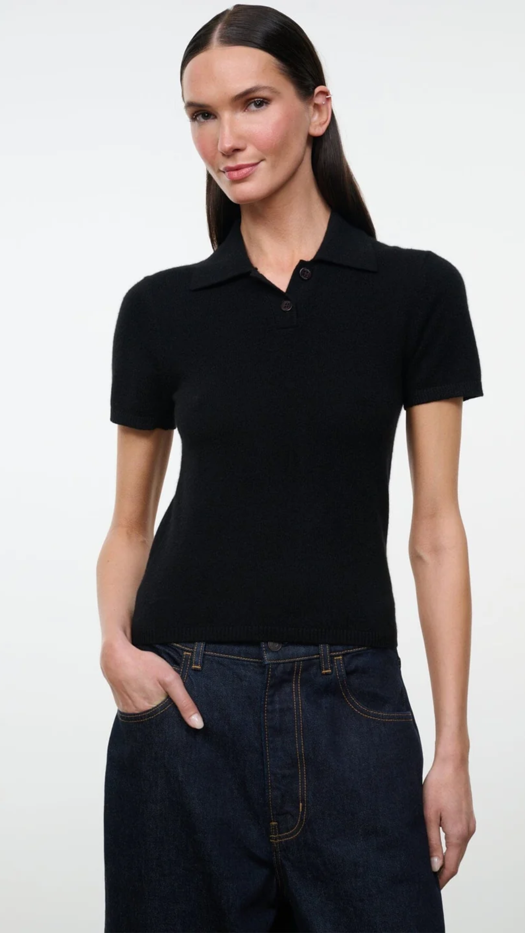 Staud Gino Cashmere Sweater in Black