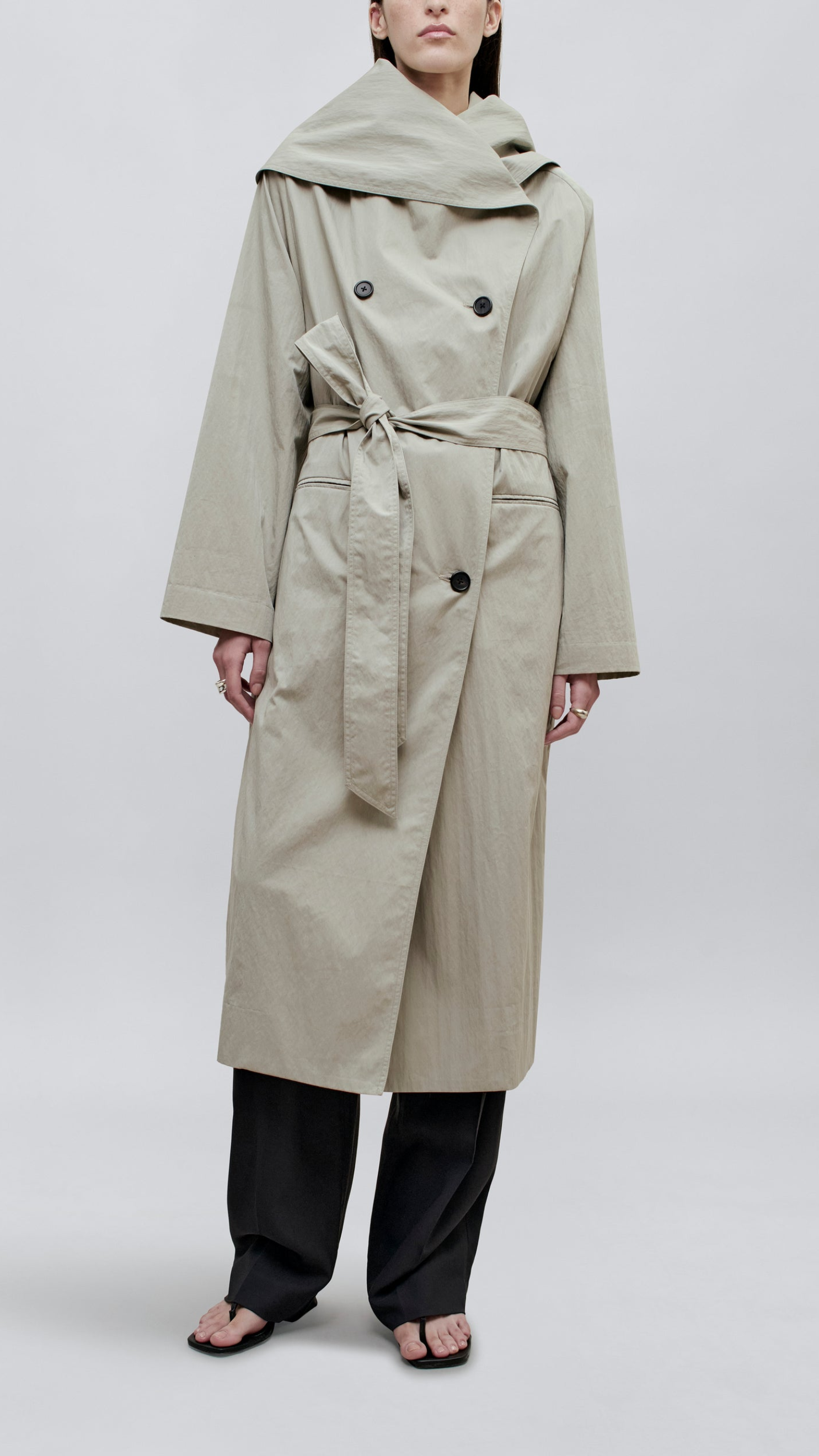 Kallmeyer Dorothy Cotton Nylon Trench Coat in Fog