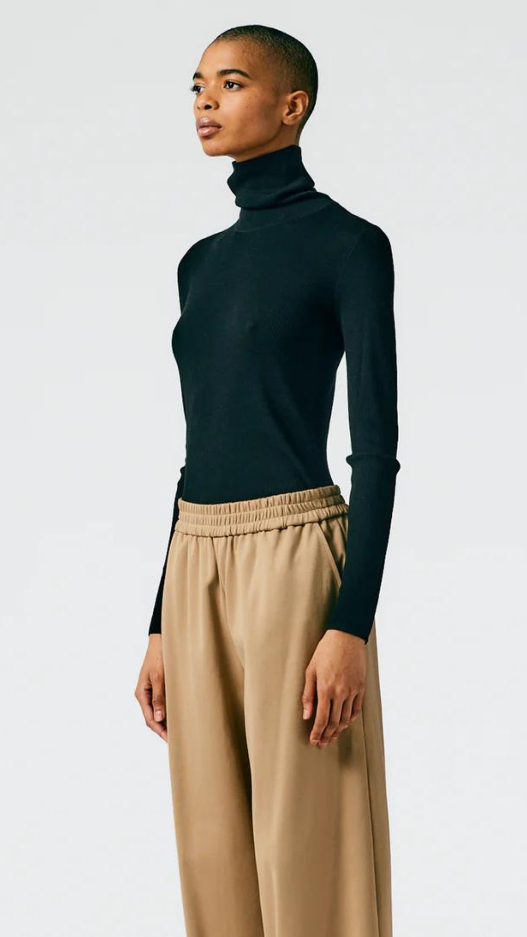 Tibi Feather Weight Ribbed Turtleneck