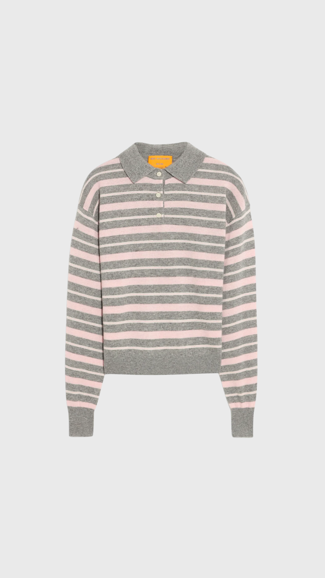 Guest In Residence Collegiate Stripe Polo Heather Grey Combo