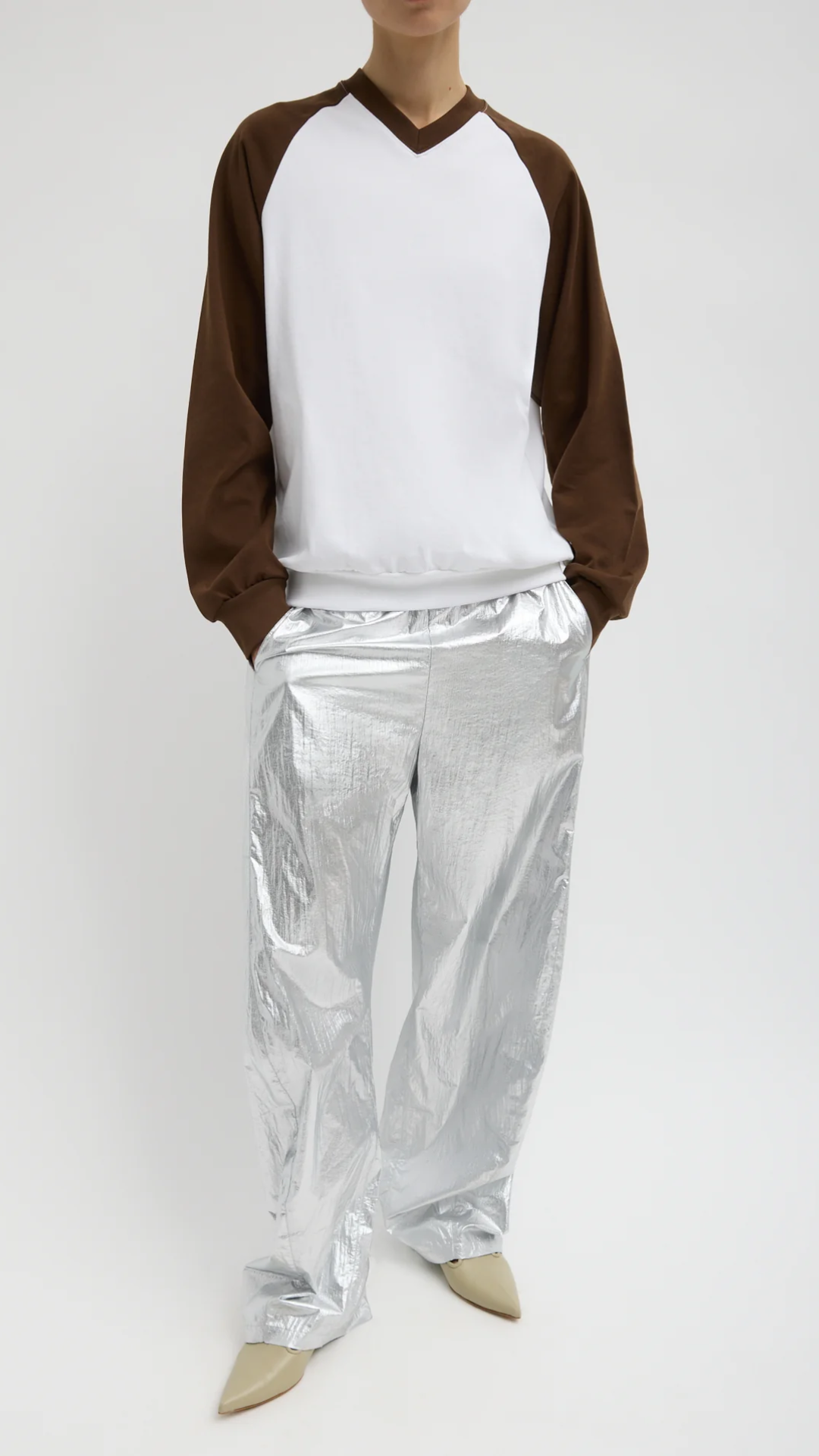 Tibi Perfect T-Shirt Vintage Sweatshirt in Brown Multi