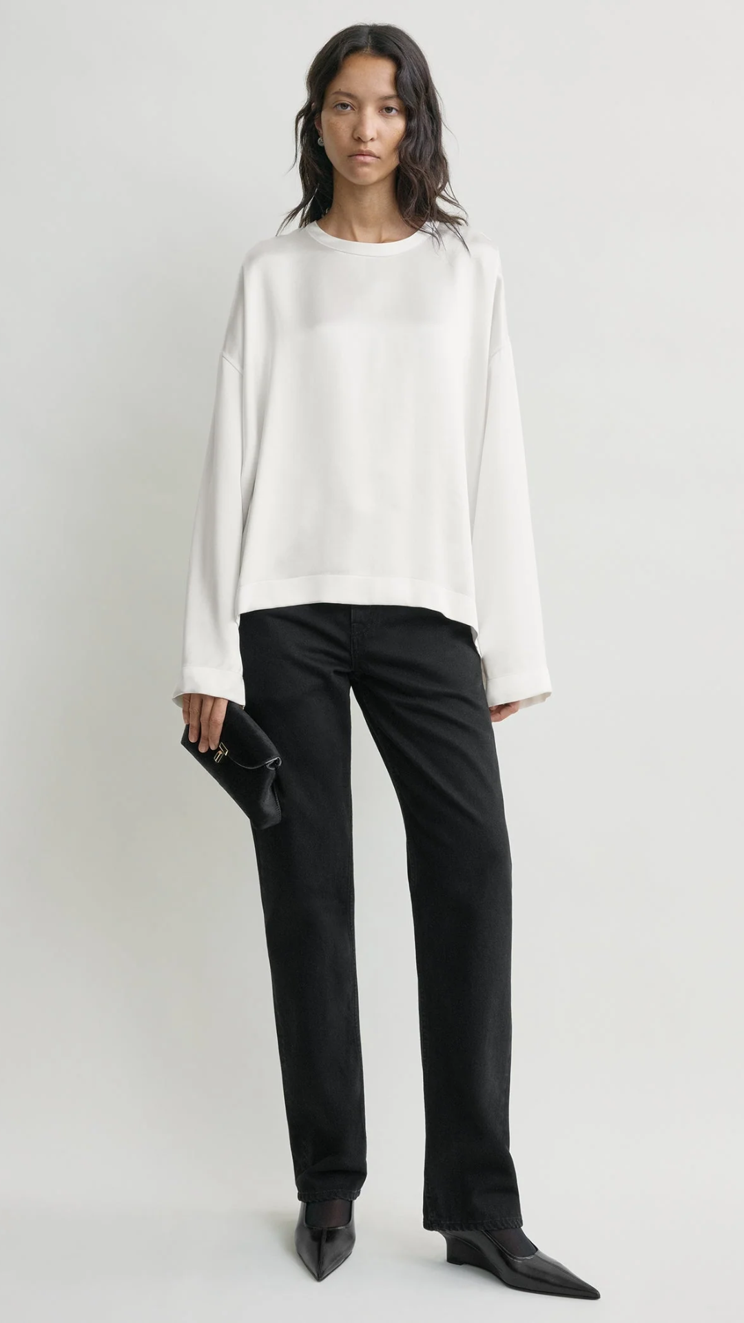 Toteme Boxy Satin Top in White