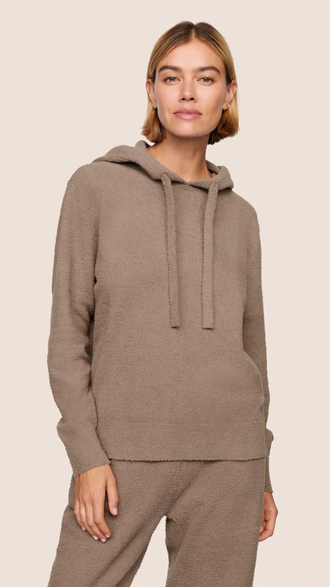 Eberjey Boucle Hoodie in Deep Taupe