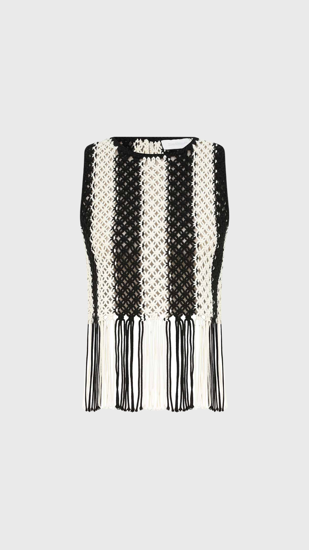 Zimmermann Wanderlust Macrame Tank in Black/Ivory