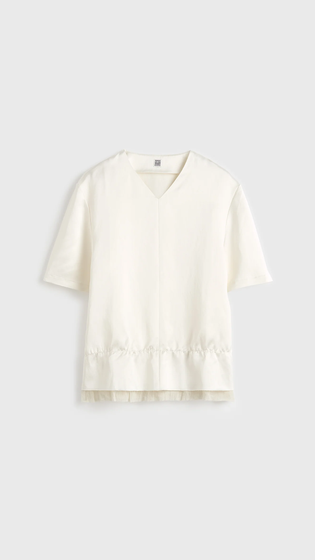 Toteme V-Neck Satin Pullover in White