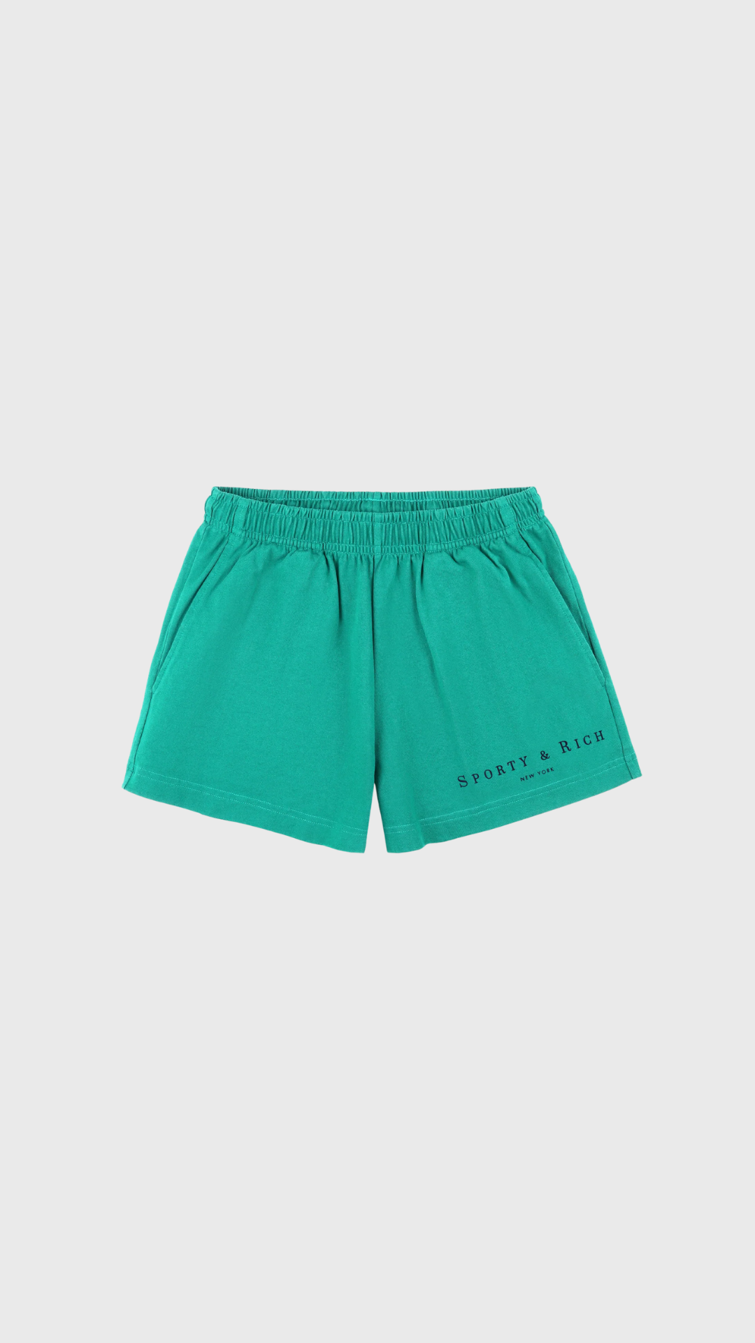 Sporty & Rich Title Embroidered Disco Short in Amalfi Green
