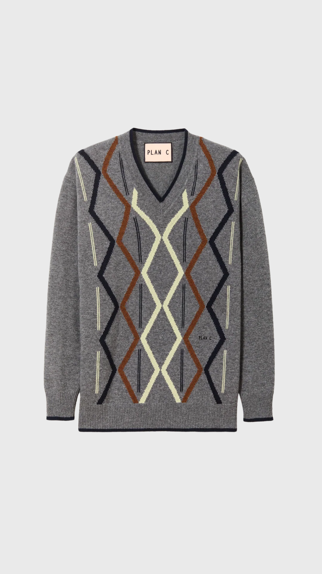 Plan C L/S Intarsia Crew Neck Knit in Multi