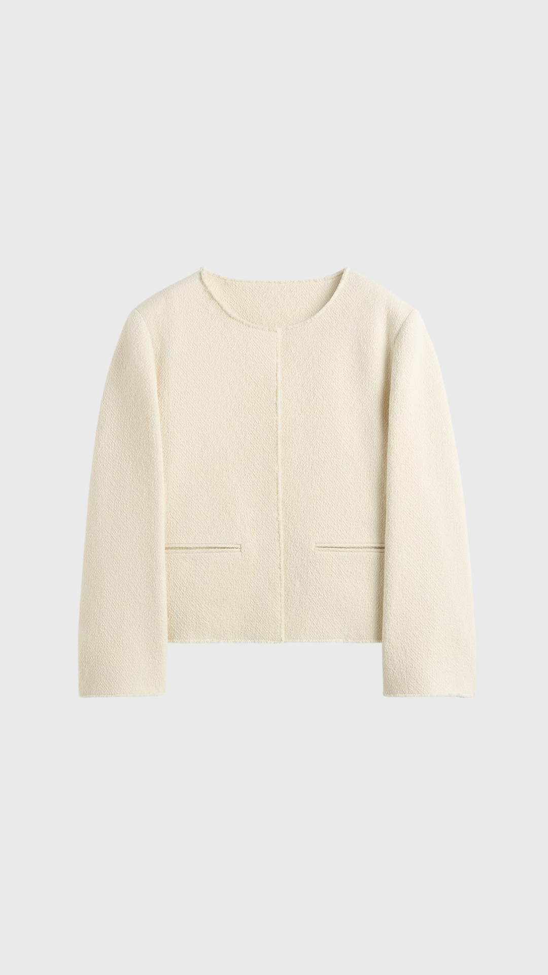 Toteme Open-Front Bouclé Blazer in Ecru