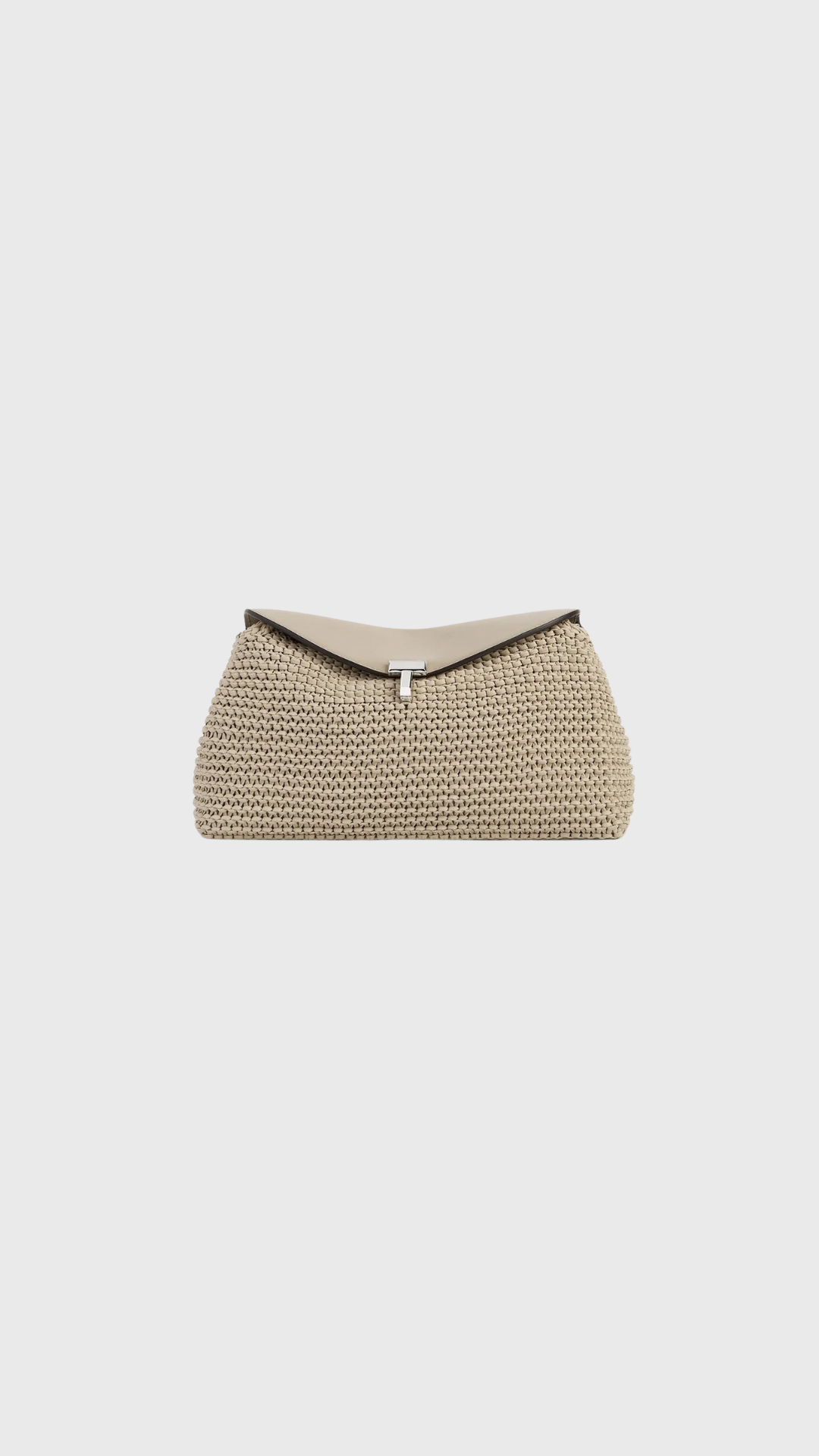Toteme T-lock Woven-Leather Clutch in Fawn