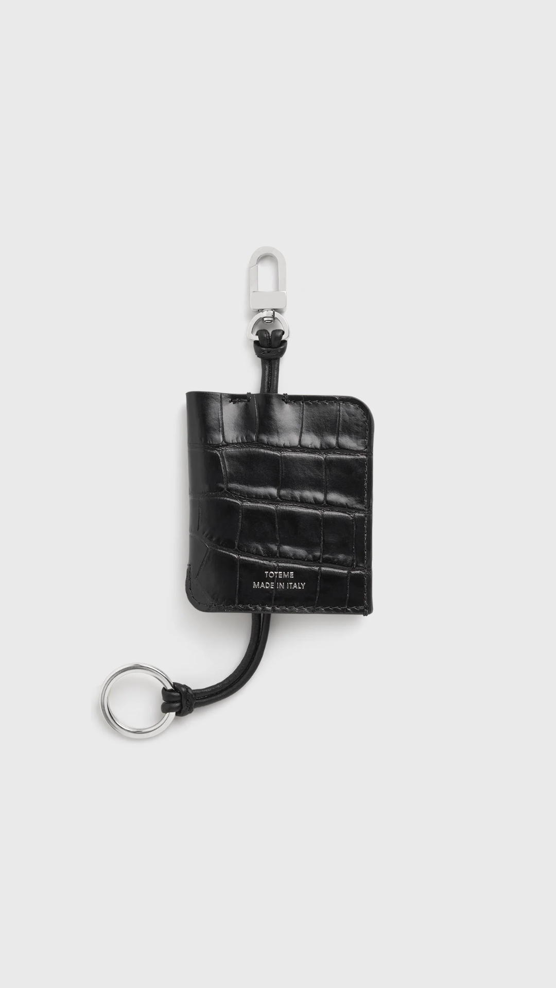 Toteme Croco Embossed Keyring in Black