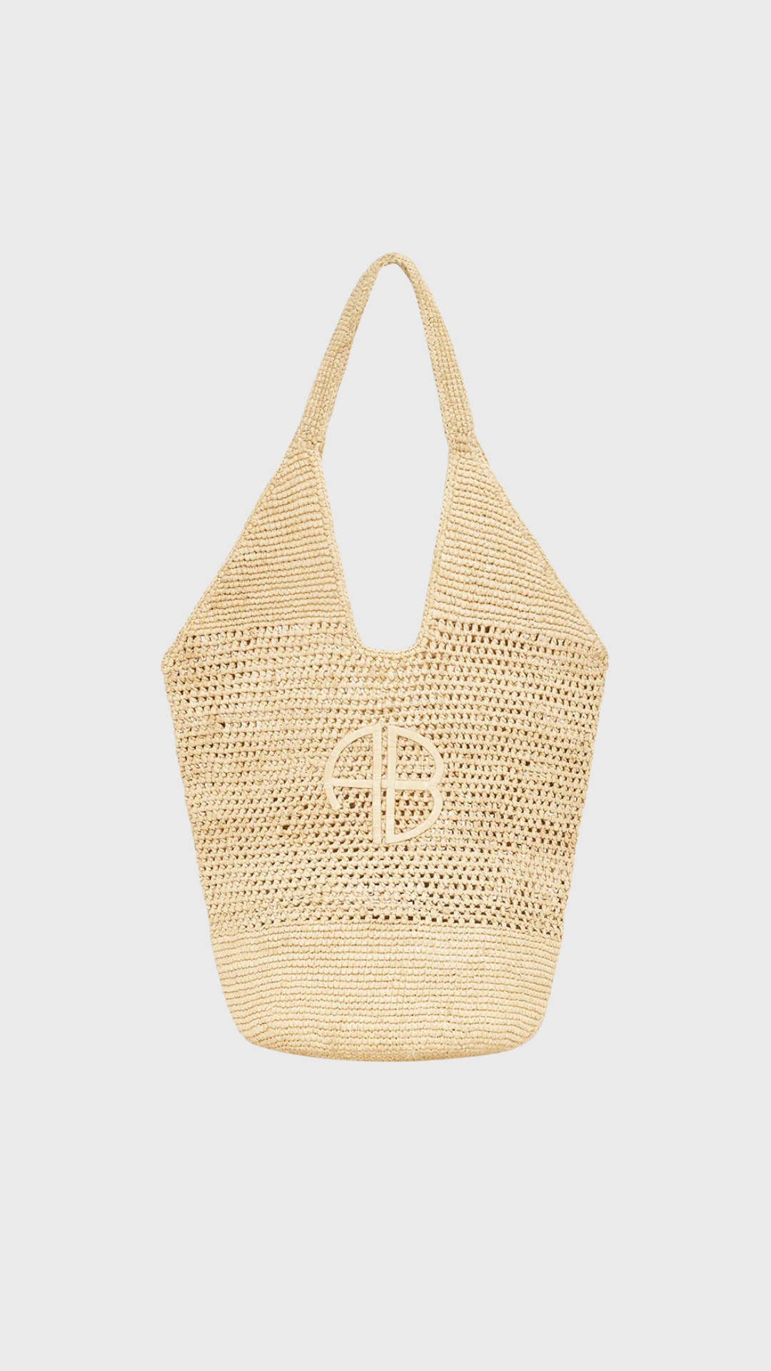 Anine Bing Leah Logo Hobo Raphia in Natural