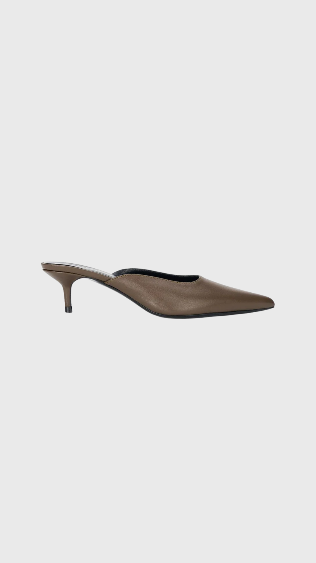 Staud Sebastian Kitten Heel Mule in Truffle