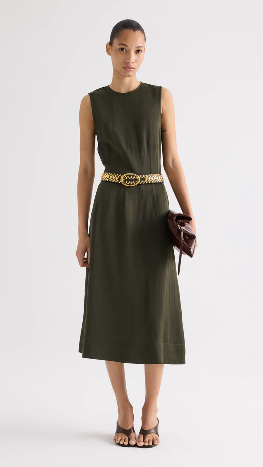 TWP Crew Neck Dress with Darts in Rosen