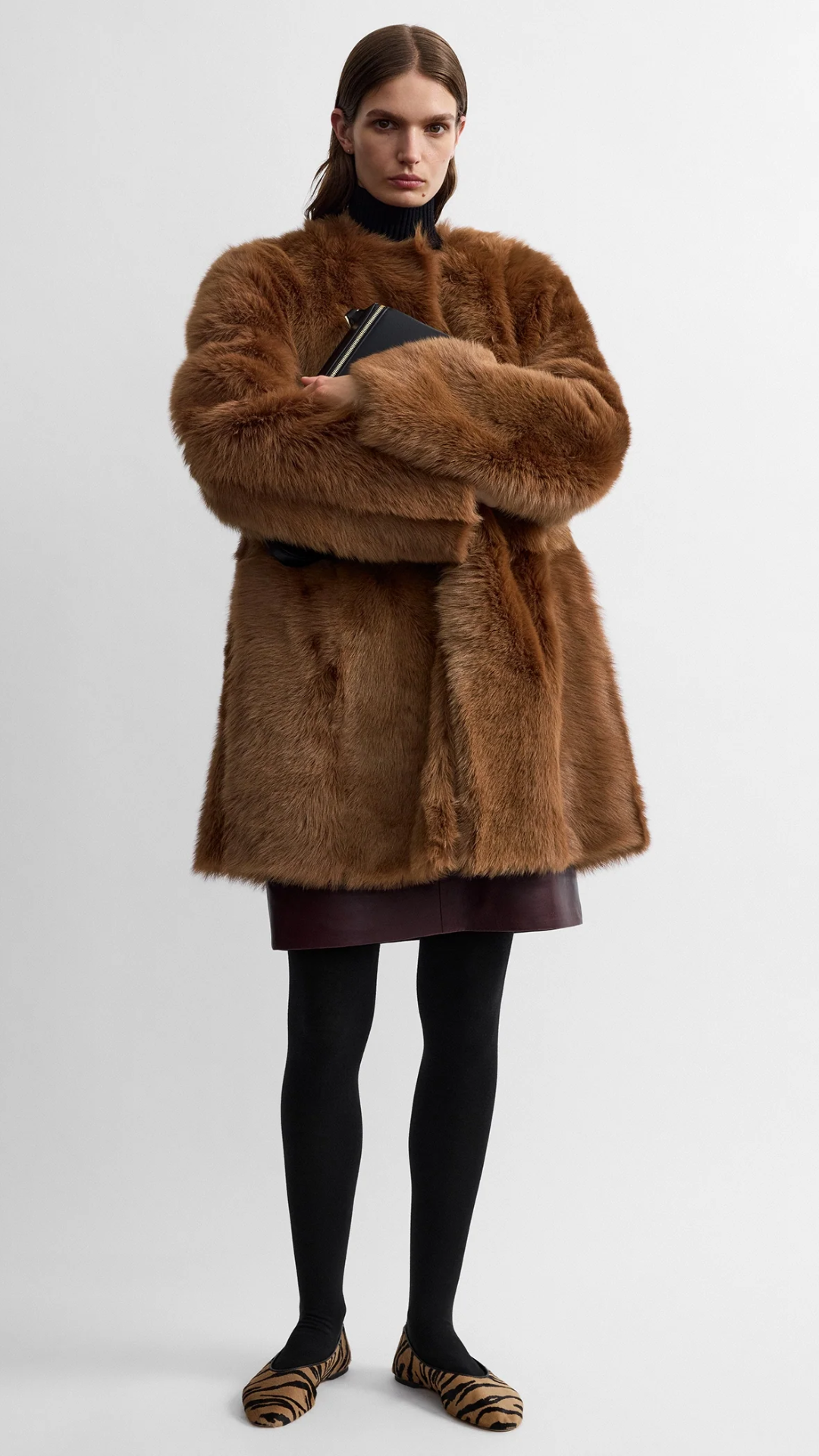 Toteme Short Silky Shearling Coat in Ginger