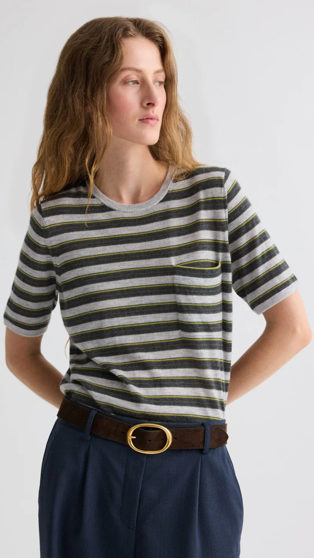 TWP Striped Crewneck in Beetle