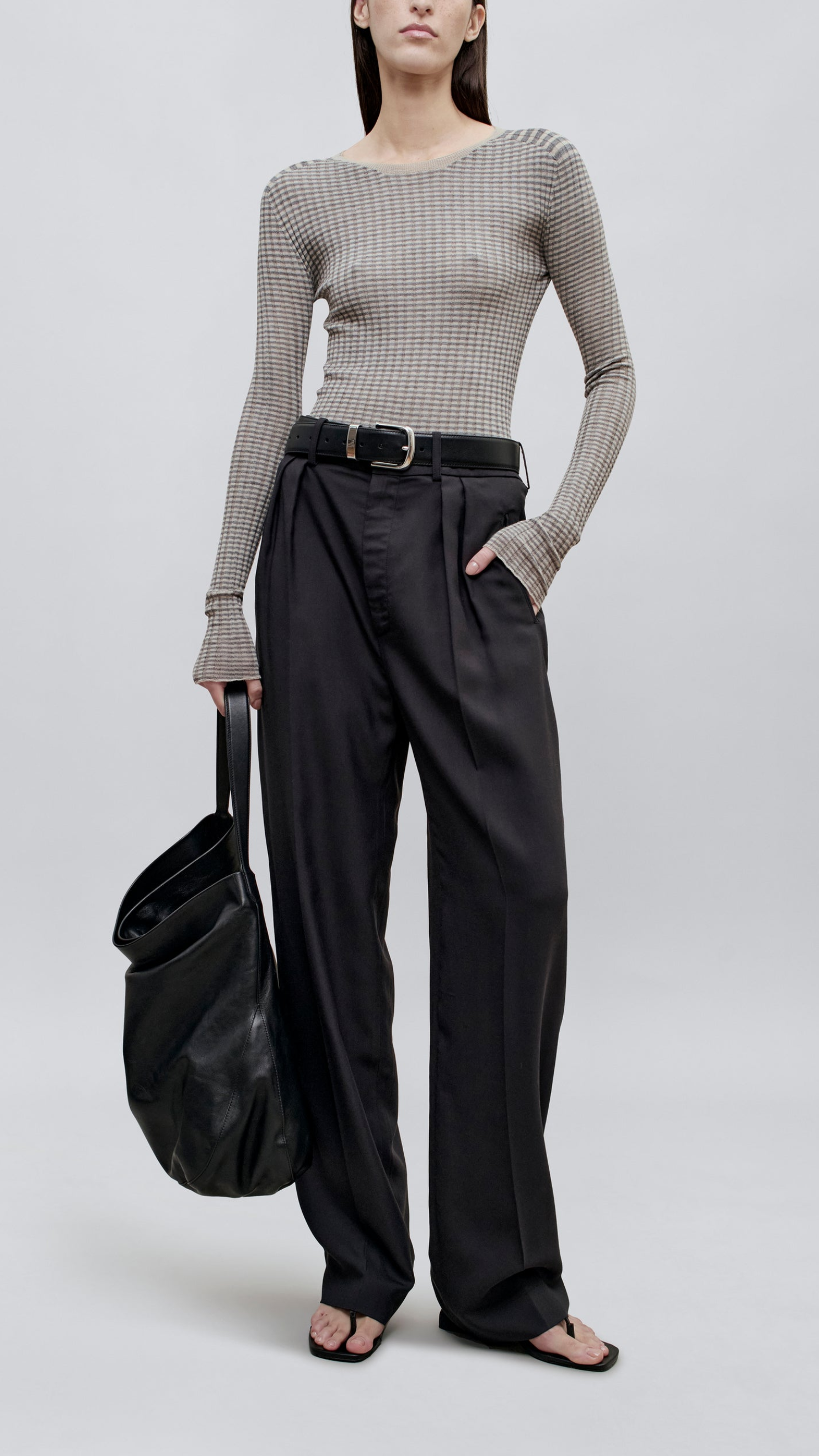 Kallmeyer Fabi Superfine Merino Fitted Long Sleeve in Heather Grey