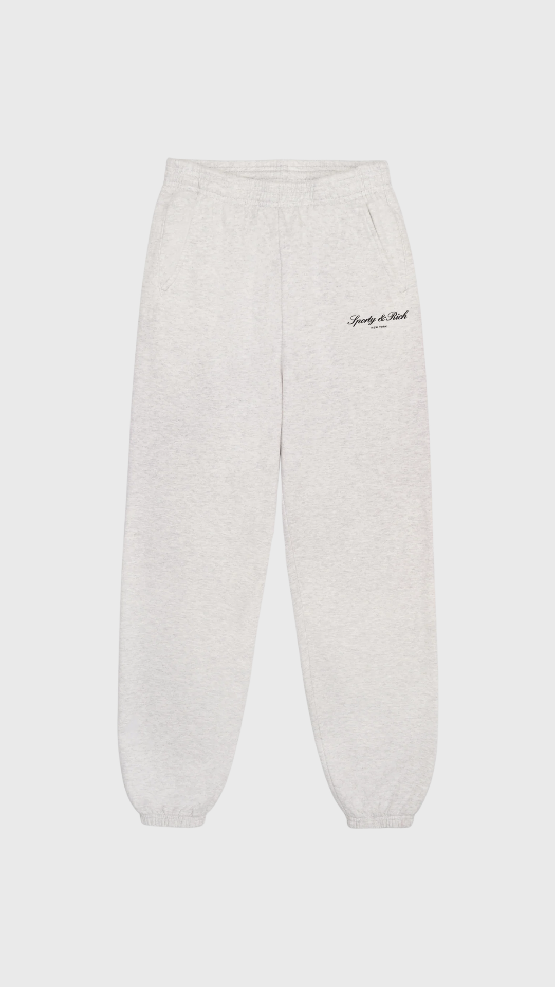 Sporty & Rich Signature NY Sweatpant in Heather Gray