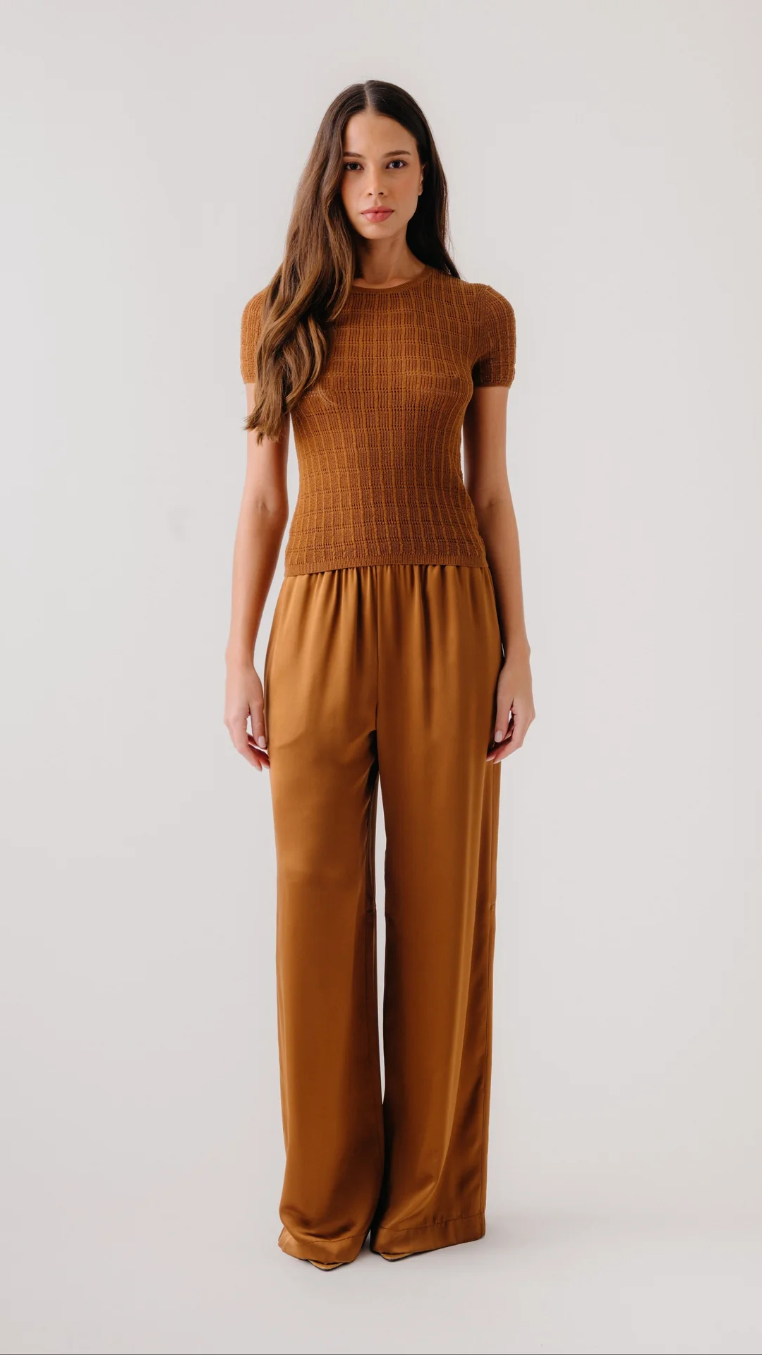 Sablyn Lexi Lower Rise Relaxed Pant in Tobacco