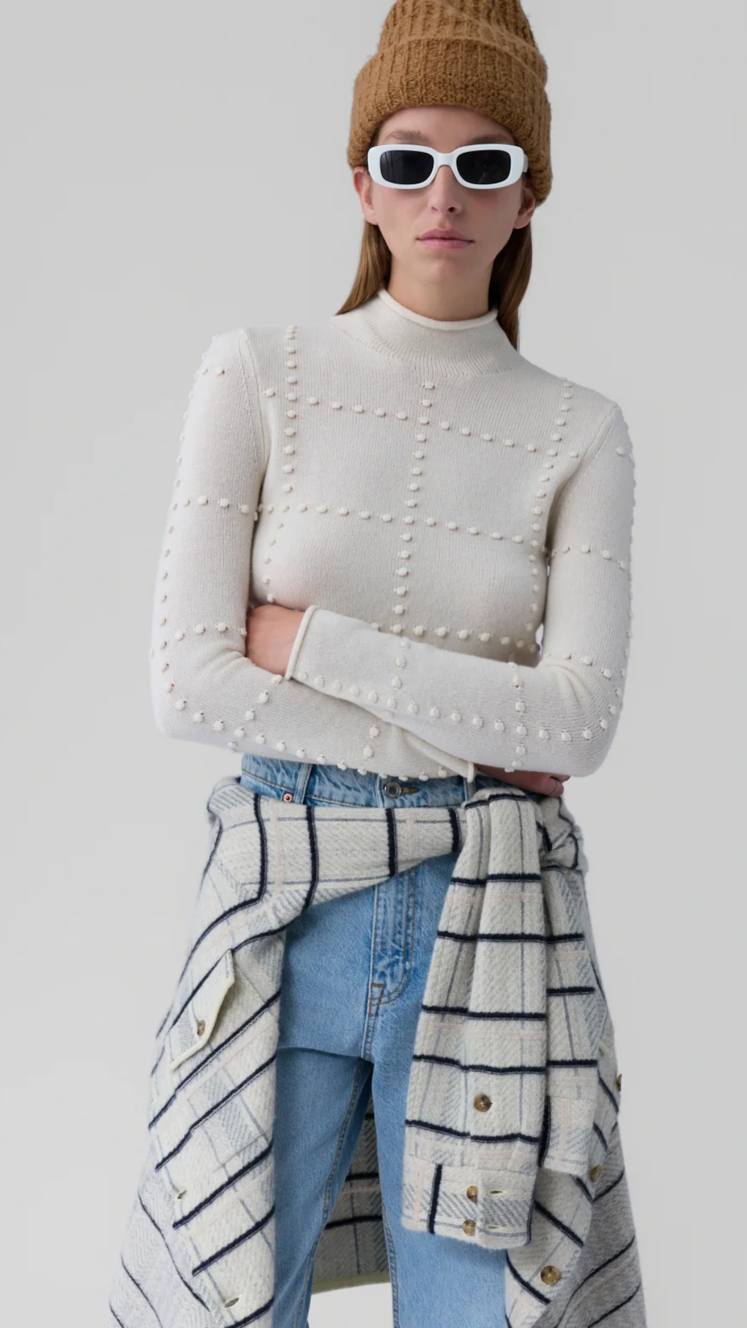 Guest In Residence Popcorn Top in Cashmere Blend in Cream