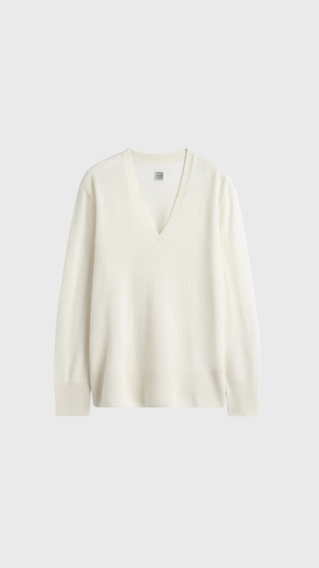 Toteme Cashmere V-Neck Long-Sleeve Knit in Ecru