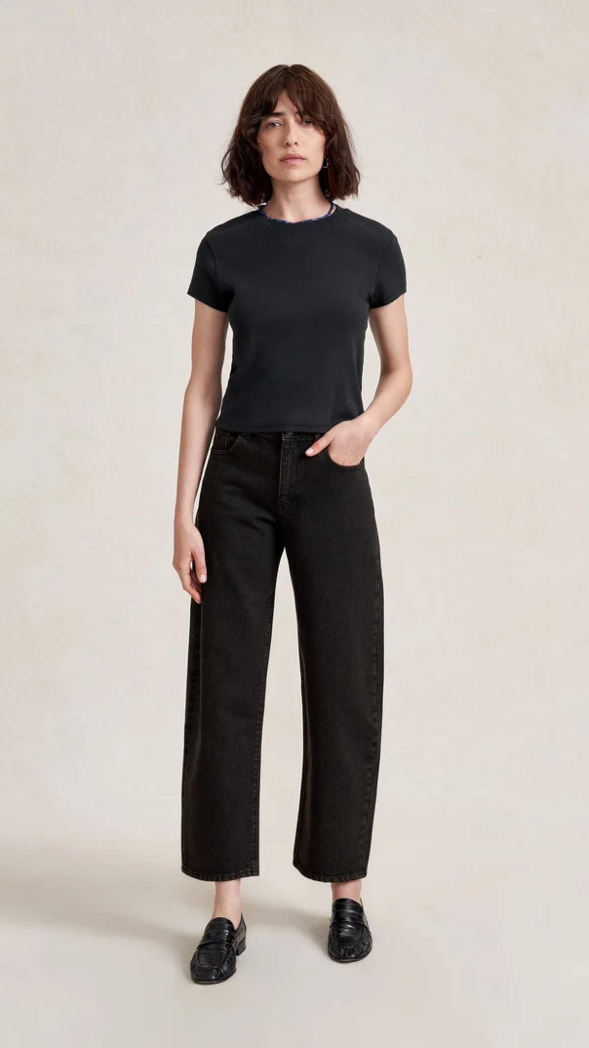 La Ligne The Marilyn Mid-Rise Barrel Jean in Chocolate Acid