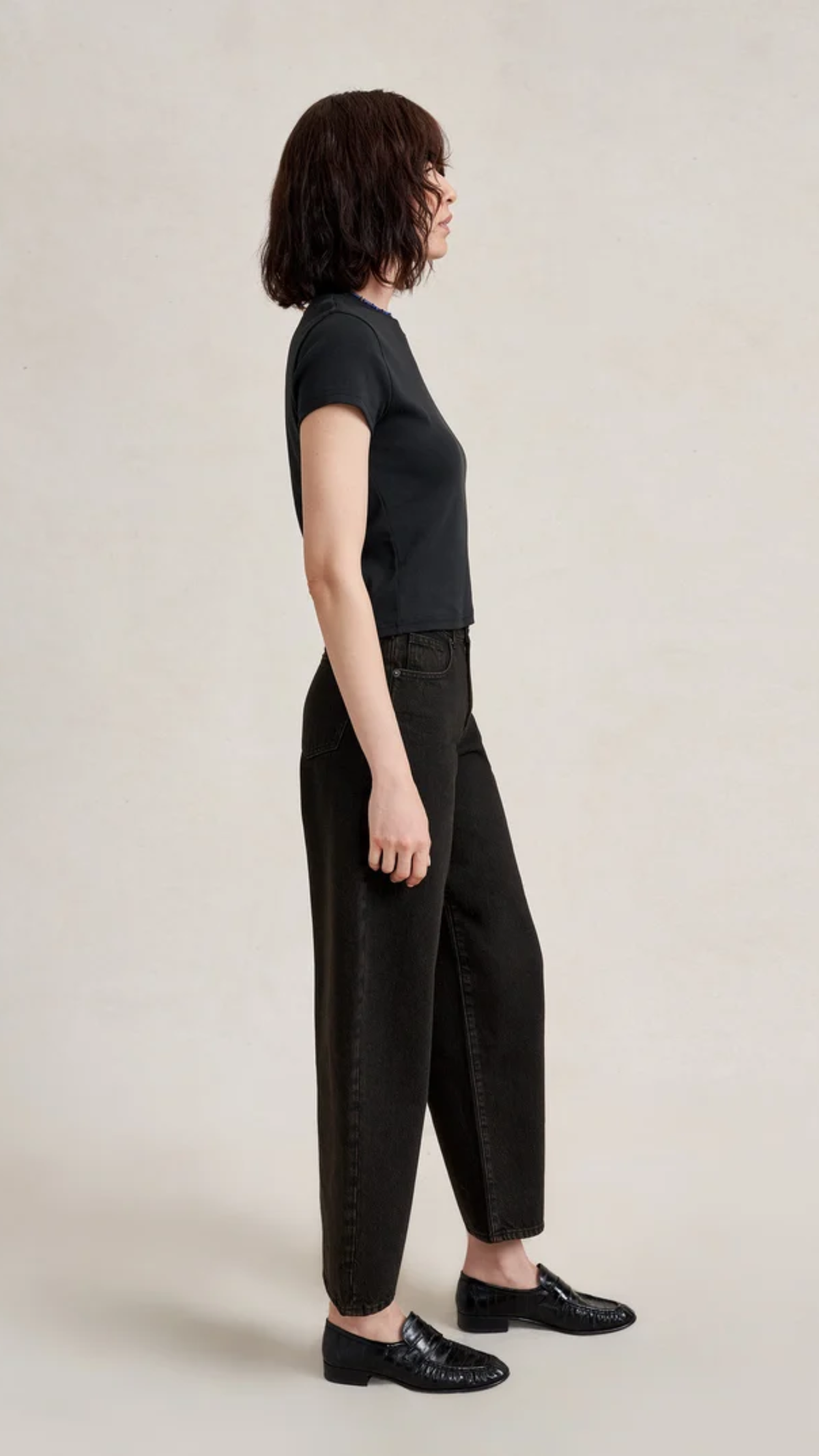 La Ligne The Marilyn Mid-Rise Barrel Jean in Chocolate Acid