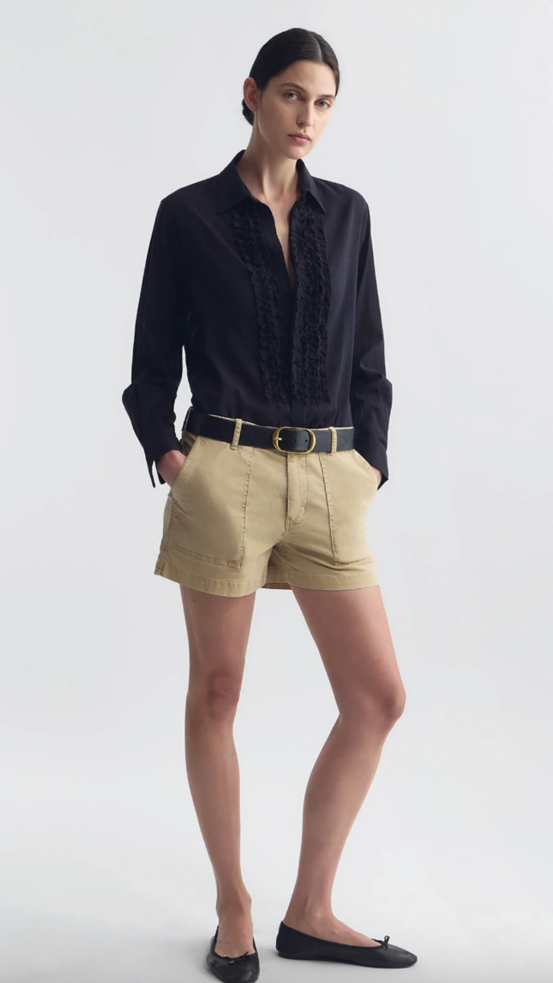 Nili Lotan Nathael Ruffle Shirt in Midnight