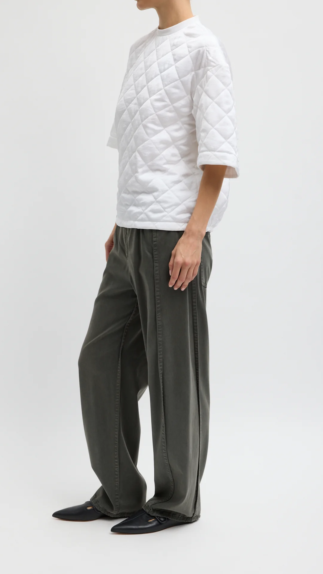 Tibi Twill Tuck Pant in Grey