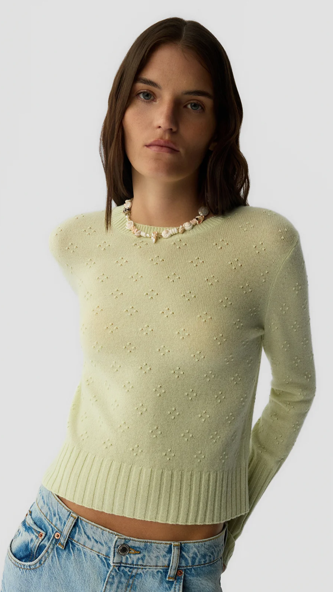 Guest In Residence Compass Shrunken Crew in Limewash