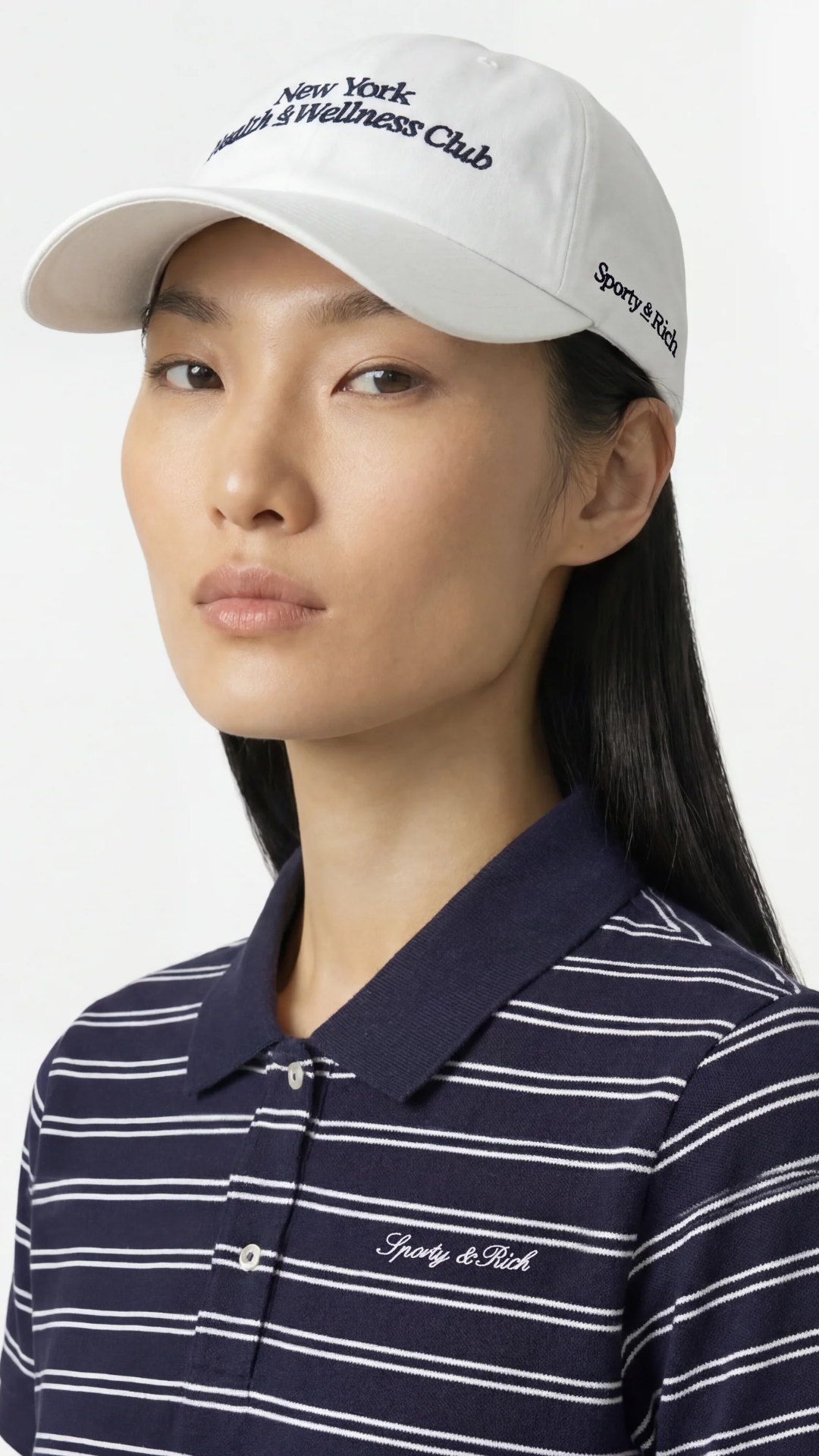 Sporty & Rich Modern Hat in White/Navy