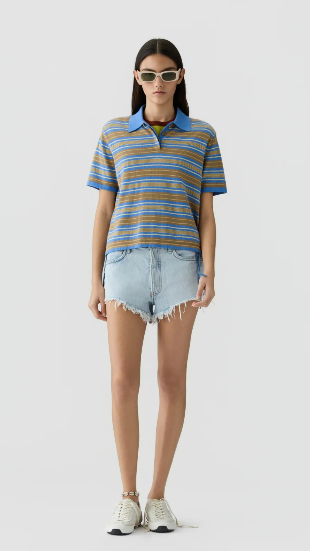 Guest In Residence Stripe Rugby Polo in Delft Blue Combo