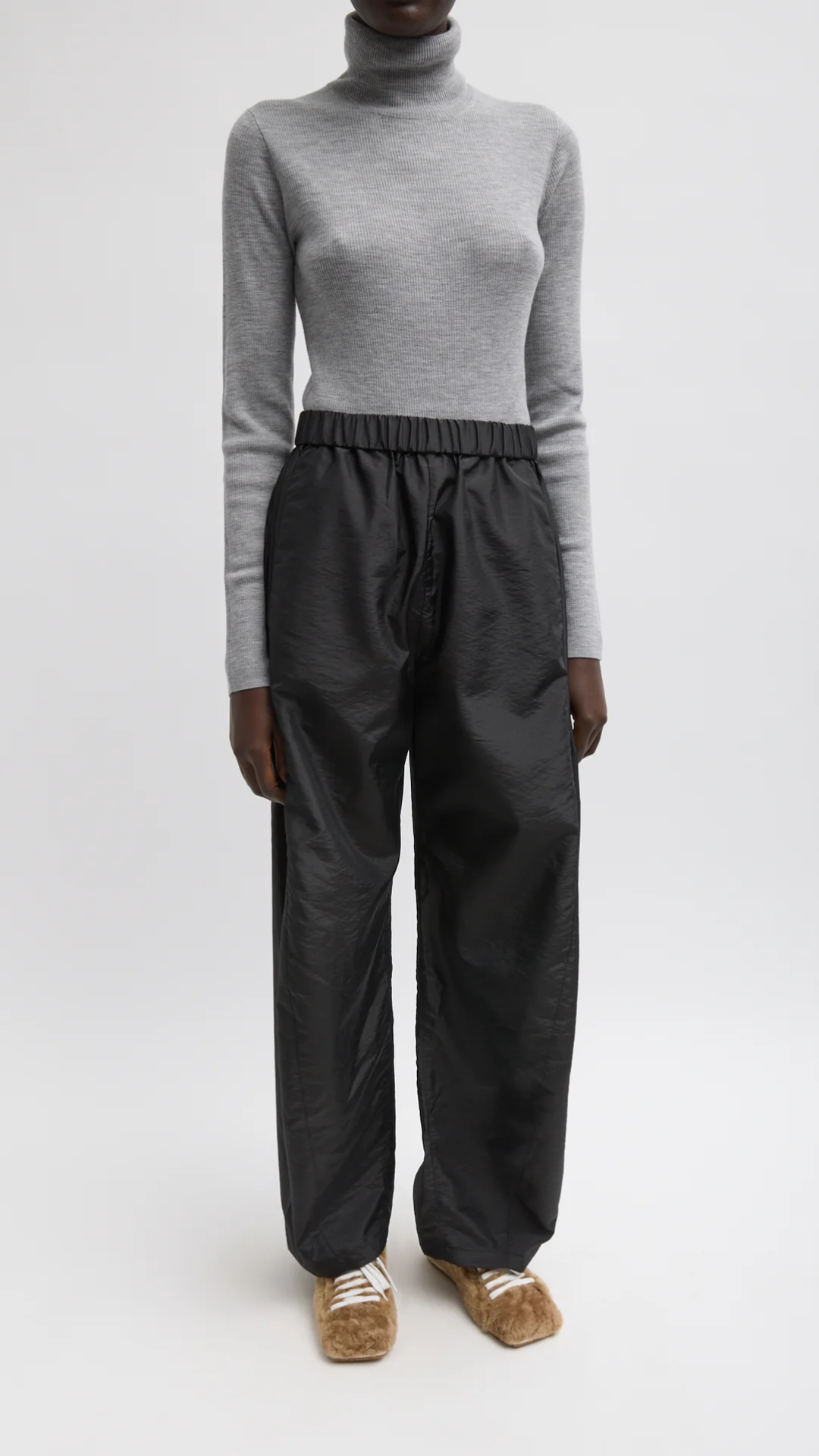 Tibi Crispy Nylon Winslow Pant in Black
