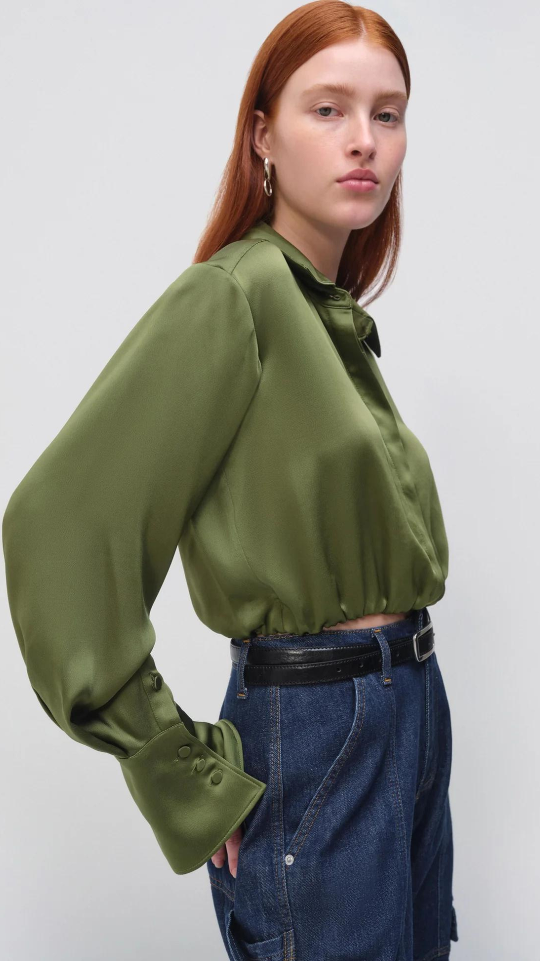 Simkhai Blythe Button Up Crop Top