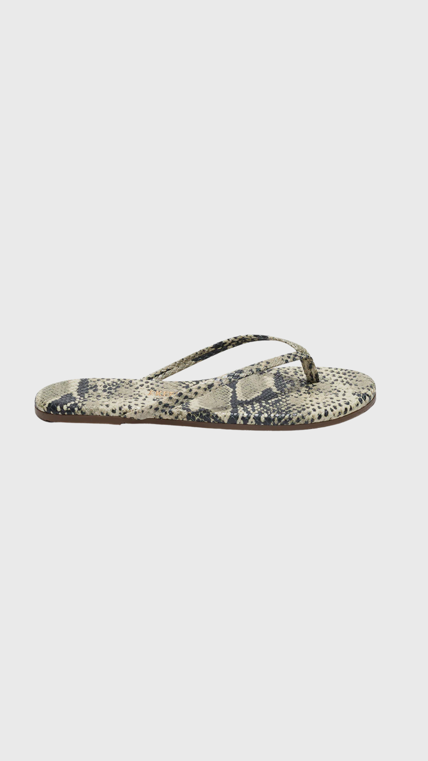 Tkees Lily Vegan Animal Leather Flip Flops in Sand Snake