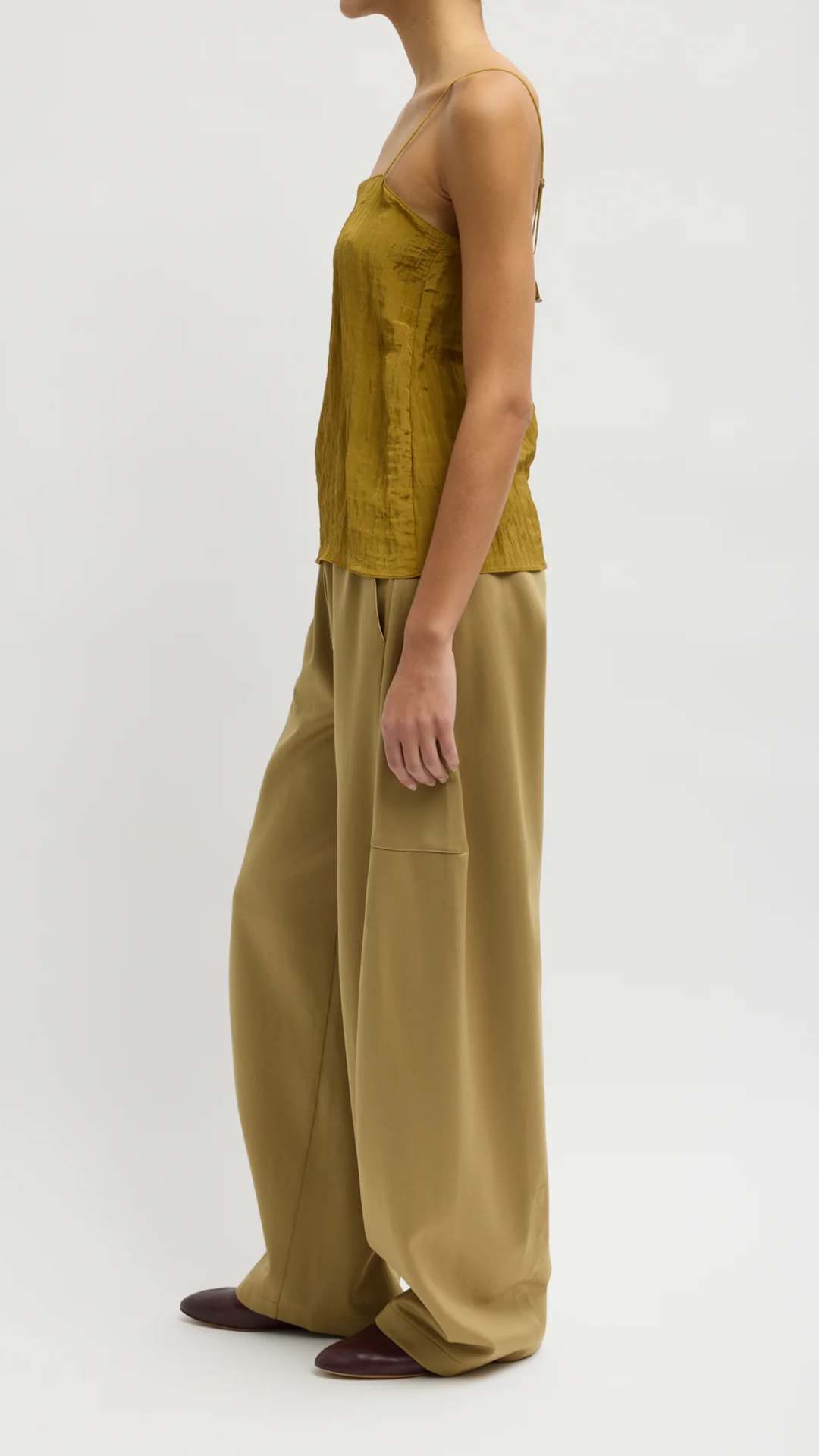 Tibi Active Knit Winslow Pant in Buff Tan