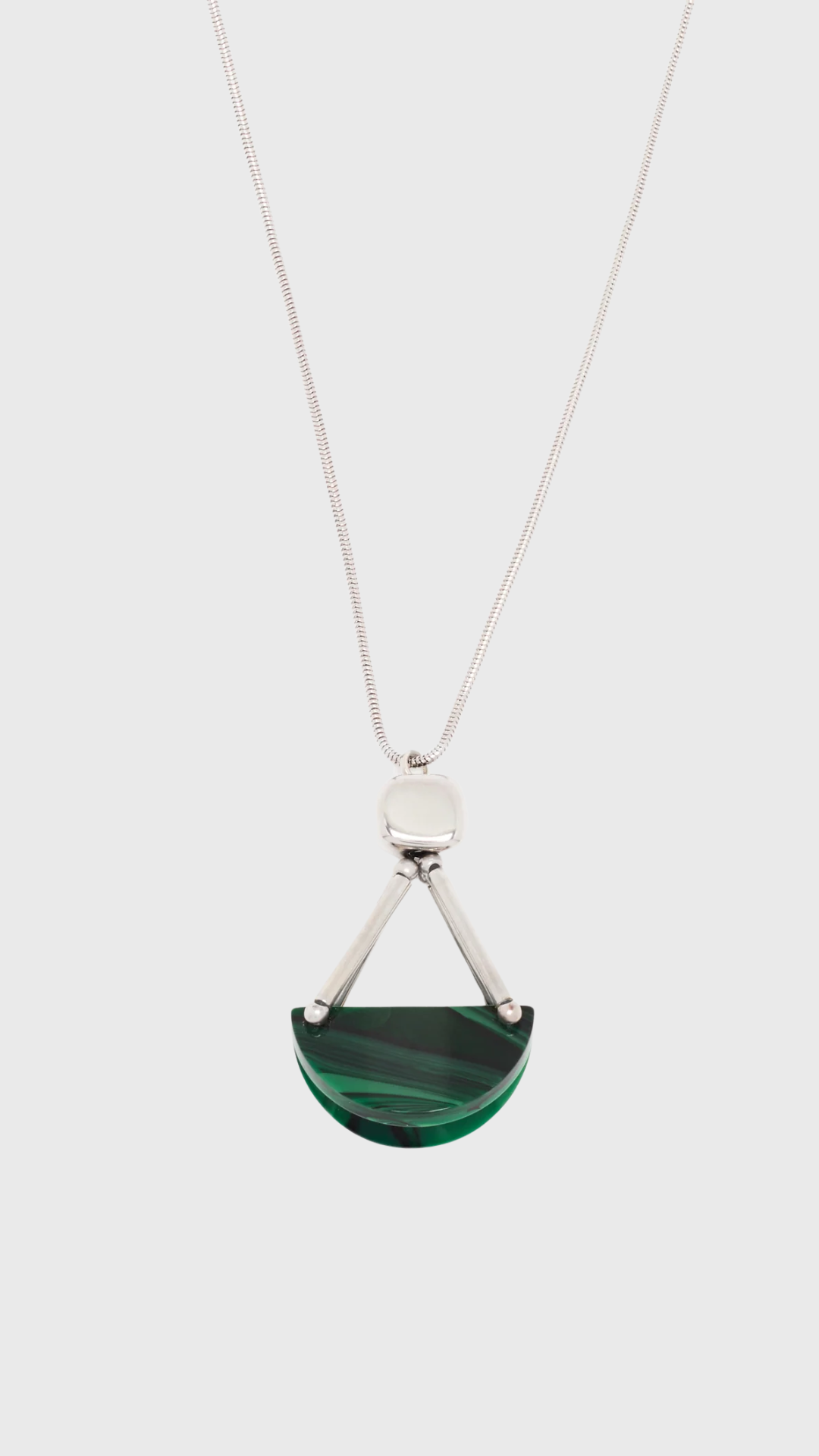 Plan C Malachite Pendant Coulis Necklace in Green/Silver