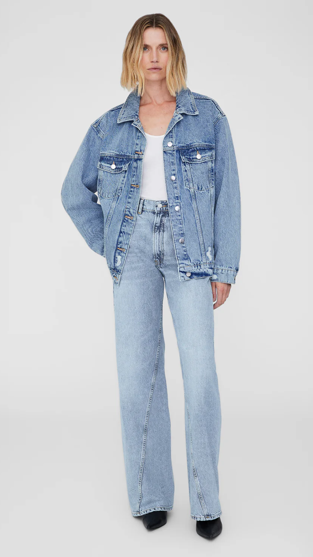 Anine Bing Rory Denim Jacket in Vintage Blue