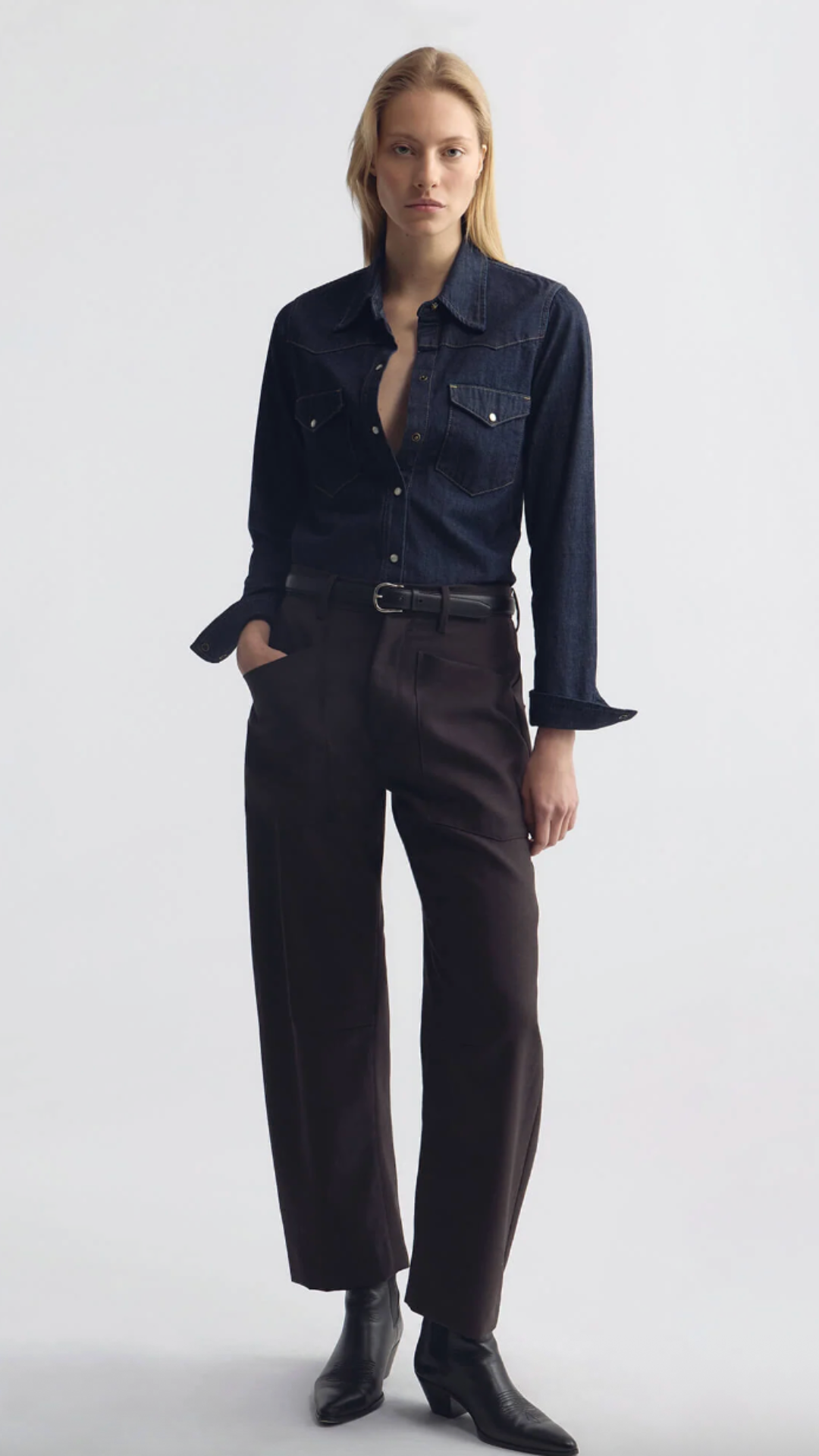 Nili Lotan Shon Wool Pant in Brown Herringbone