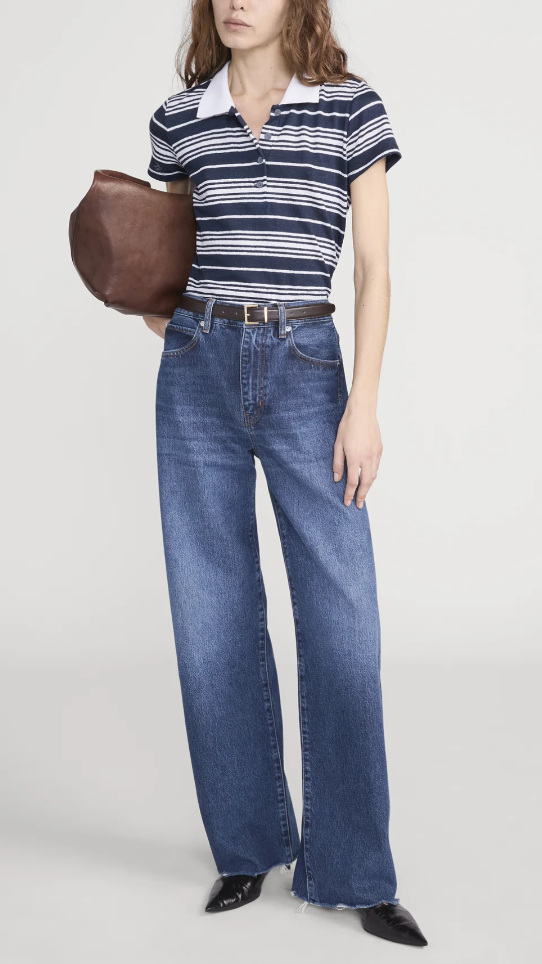 Frame The Striped Polo in Navy Multi