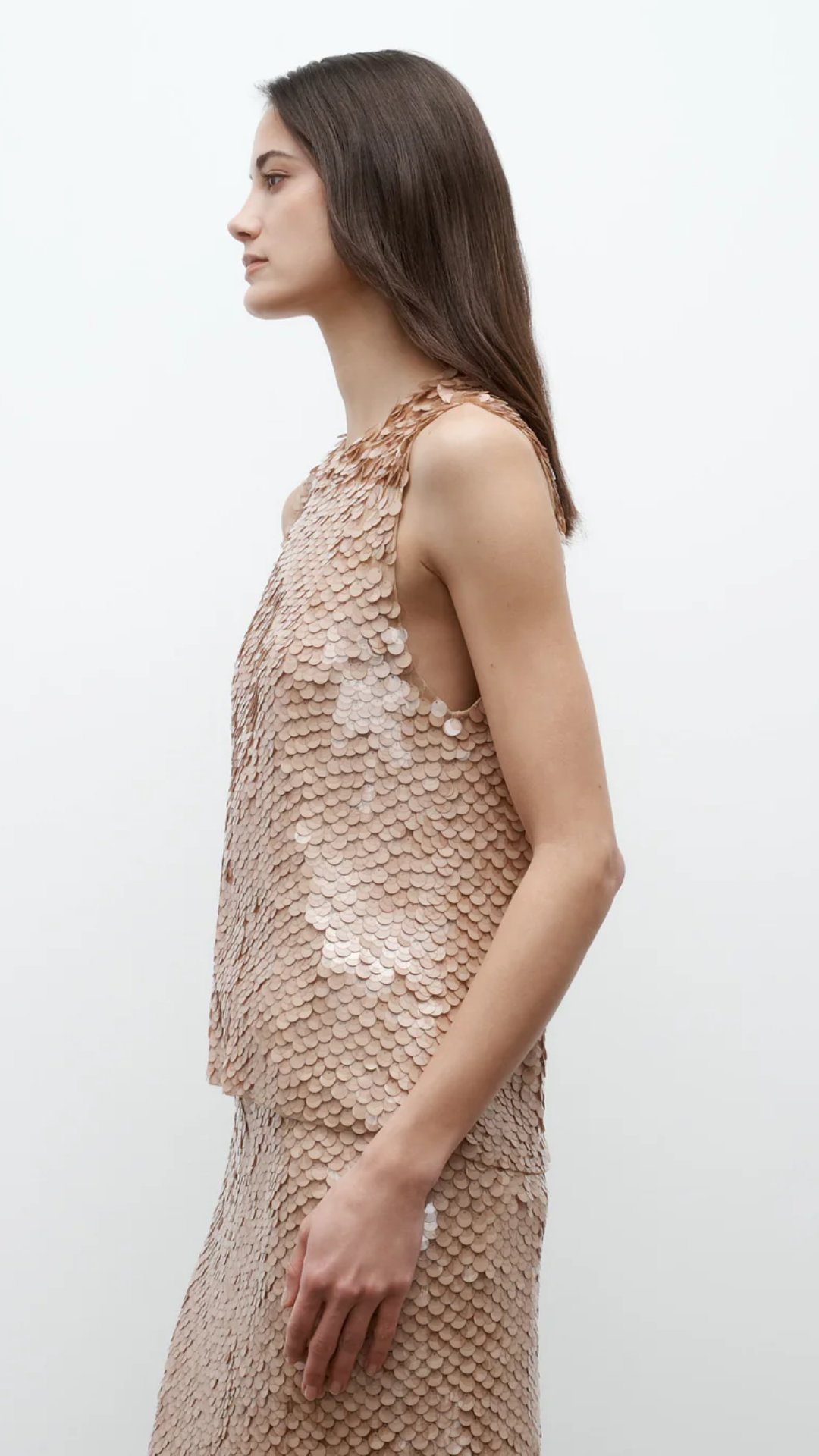 TWP Paillette Shell Tank in Nude