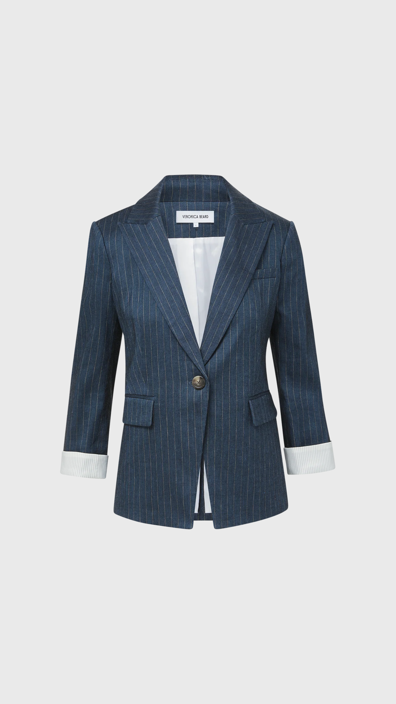 Veronica Beard Obie Pinstripe Dickey Jacket in Blue Dove