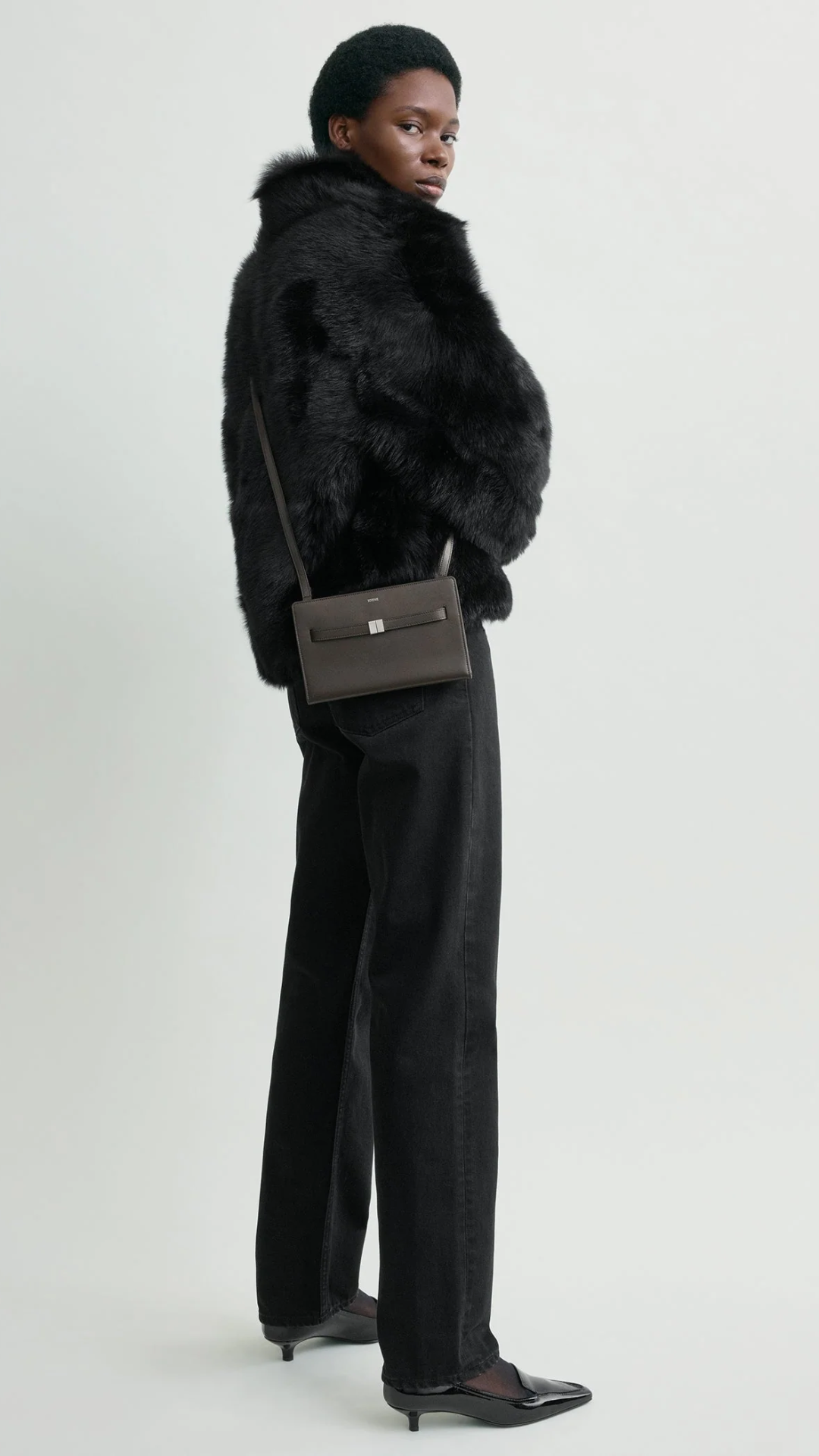 Toteme Belted Leather Cross-body Bag in Bark