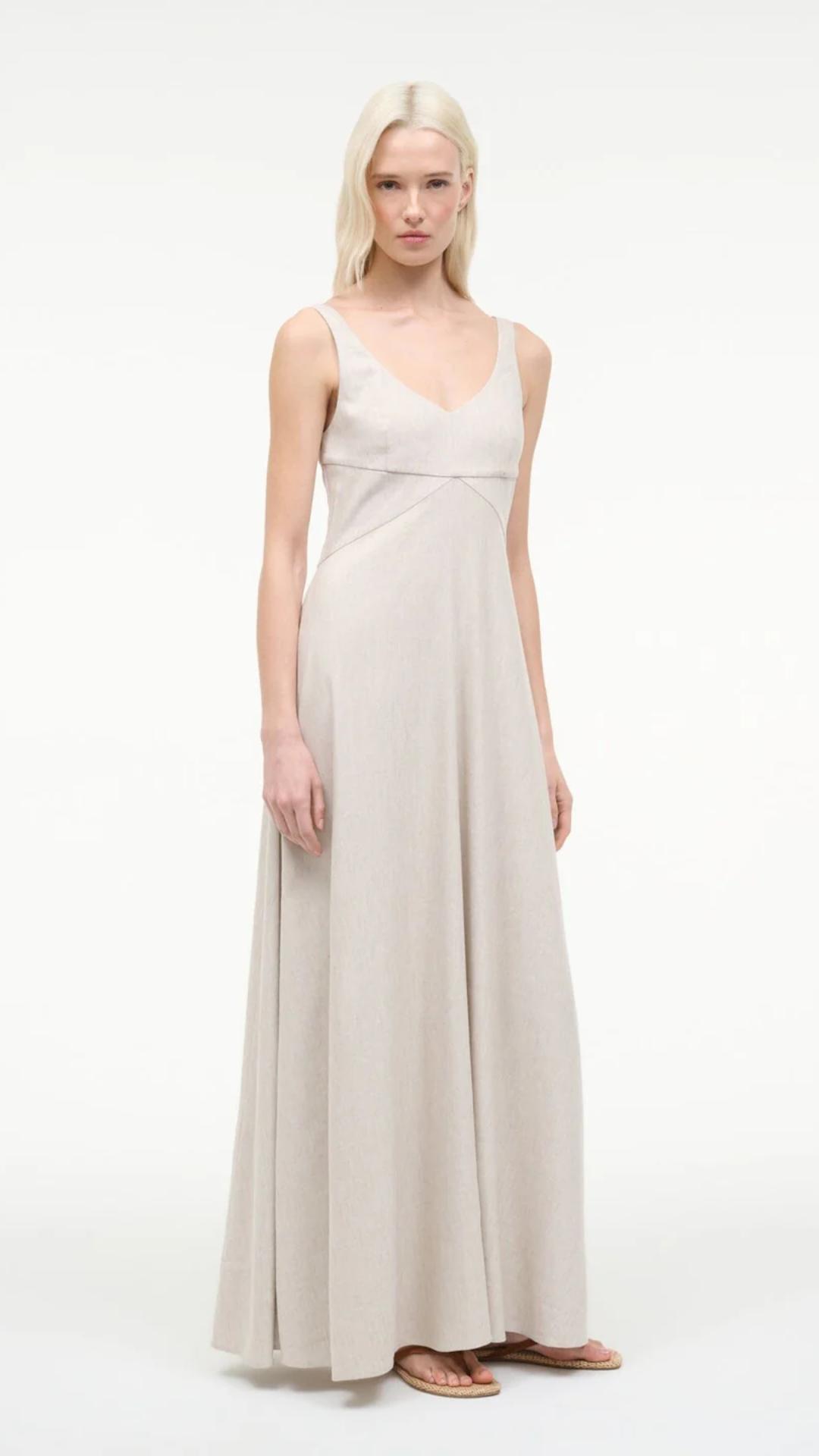 staud linen dress STAUD, Valencia in Butter, Size 2 and back zip closure Staud Madison Linen Dress in