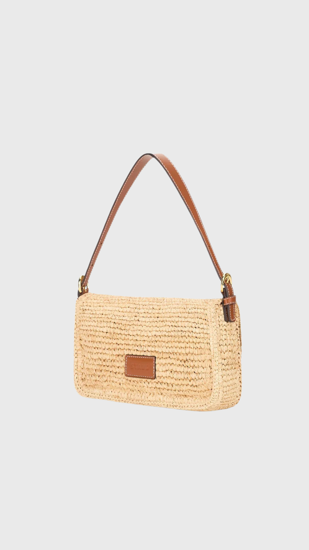 Staud Harlow Raffia Bag in Natural Tan