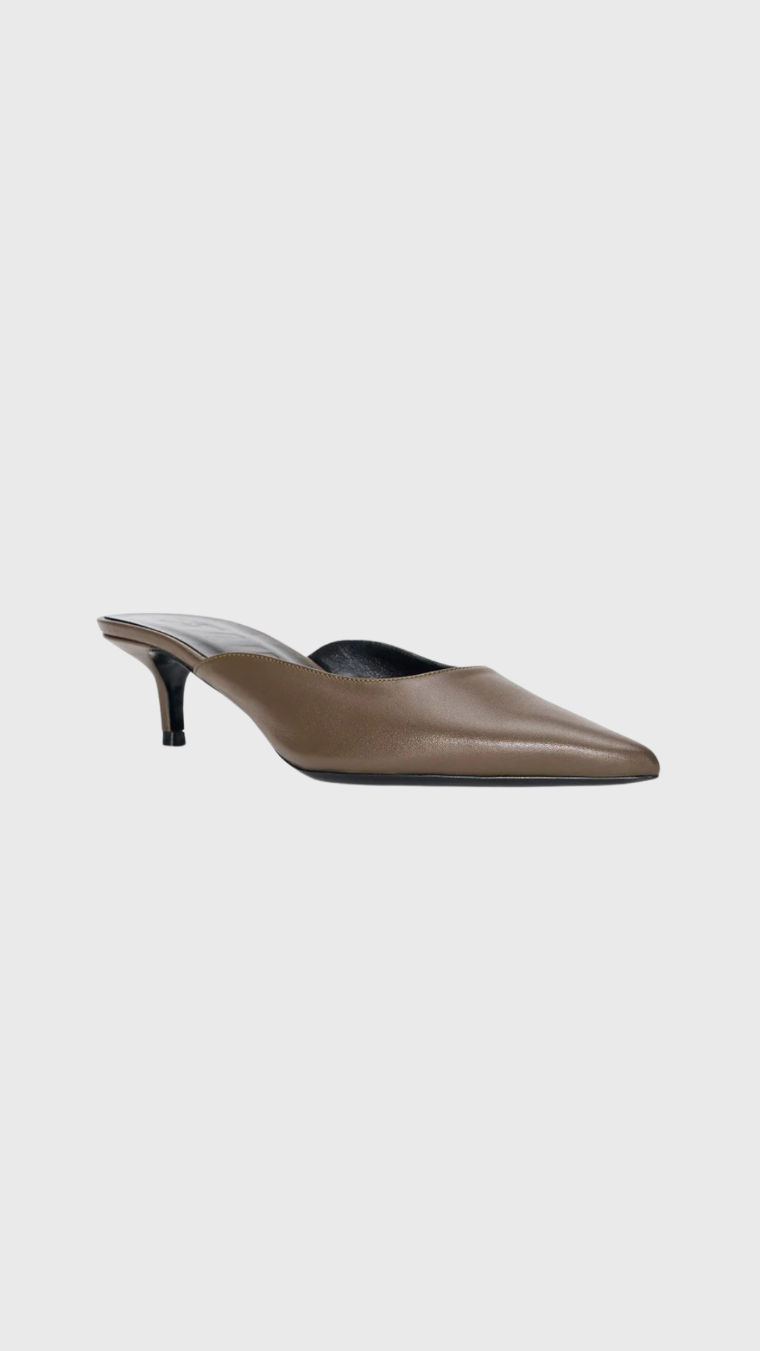 Staud Sebastian Kitten Heel Mule in Truffle